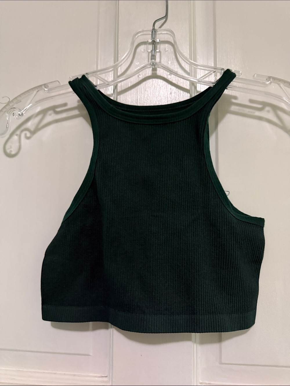 Urban Outfitters Green Ribbed High-Neck Crop Tank